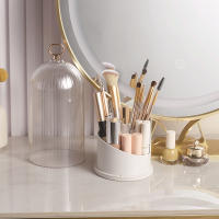 Organizador De Maquillaje Giratorio 360° Con Tapa Contenedor De Almacenamiento Para Brochas Y Cosméticos Caja Para Labiales Y Cejas Material Plástico - details 2