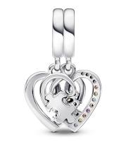 Pandora Momentos de las mujeres de Plata esterlina Pieza del rompecabezas Corazonadas divisible Amistad cuelgan El Encanto, viene con Caja de Giunta original. - details 0