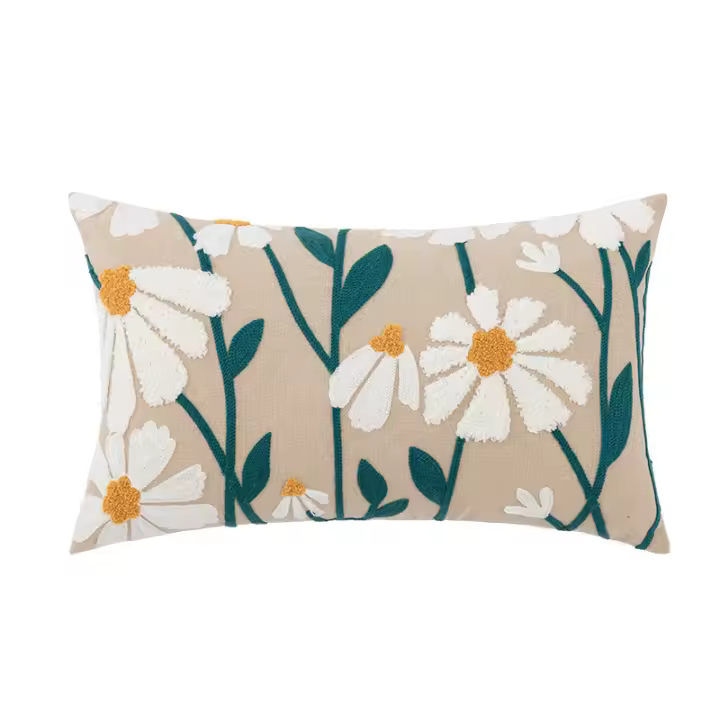 Funda de almohada bordada de lienzo de algodón cojín de almohada nórdica - 1