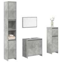vidaXL Juego muebles de baño 4 pzas madera contrachapada en color Gris hormigón/Roble Sonoma | almacenamiento funcional diseño moderno para baño dormitorio sala - details 0