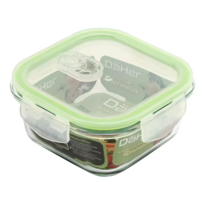 Recipiente hermético de cristal con válvula activa 500ml, cuadrado - 1