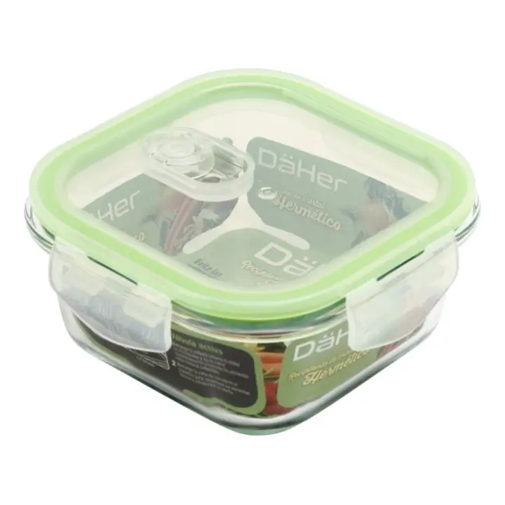 Recipiente hermético de cristal con válvula activa 500ml, cuadrado - 1