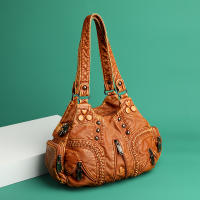 Bolso De Hombro Vintage Yogodlns Para Mujer En Cuero PU Suave Gran Capacidad Bolso De Mano Moda Con Manija De Color Stitching - details 12