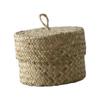 Cesta De Almacenamiento De Hierba De Mar Organizador Hecho a Mano Caja De Terminación Para El Hogar Caja De Dulces Para Maquillaje Oficina Boda Armario Escritorio - details 0