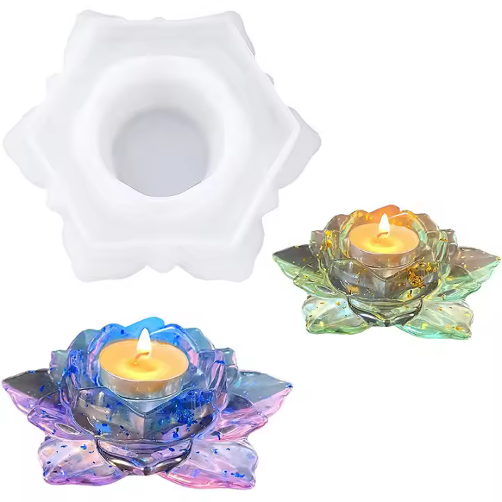 Molde De Silicona Para Resina Epoxy DIY Hoja De Loto Soporte De Vela Adornos De Almacenamiento Hecho De Silicona - 1