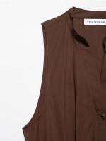 Vestido Midi Elegante De Verano Para Mujer Con Cuello En V Y Cinturón Estilo Vintage Sin Mangas Traje De Poliéster A-Line - details 4