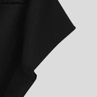 Nueva Conjunto De Ropa Para Hombres Estilo Musulmán Con Mangas Bajadas Pliegues Cuello Medio Media Longitud Pantalones Sueltos 2 Piezas Tallas S-5XL INCERUN 2024 - details 20