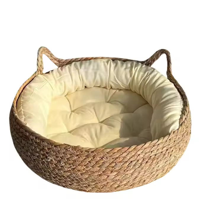 (38cm*13cm) Nido de paja para gatos al por mayor para todas las estaciones, nido de gato cálido extraíble y lavable de ratán, nido de gato de ratán para gatos domésticos - 1