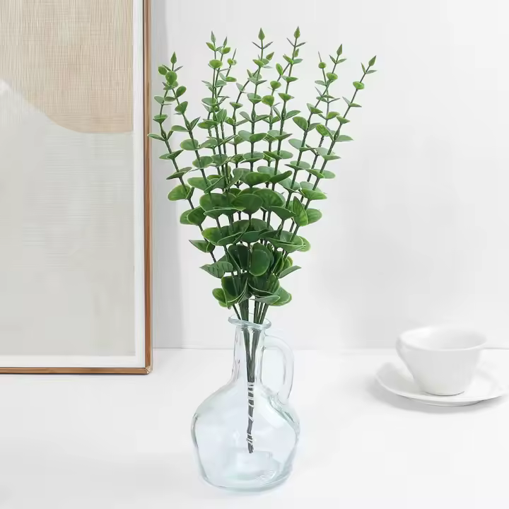 10Pcs Bouquet De Hojas De Eucalipto Artificiales Decoración Para Bodas Y Fiestas En Casa Y Jardín Adorno Exterior Para Habitaciones Y Mesas - 1