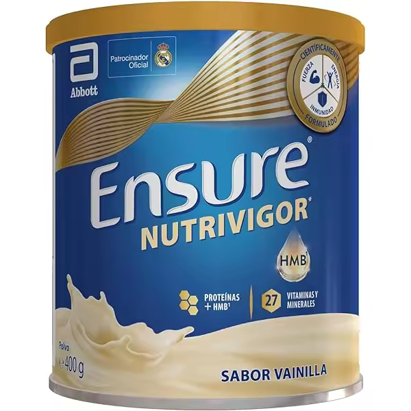 Ensure Nutrivigor Vainilla 400 gr. Complemento Alimenticio para Adultos con HMB, Proteínas, Vitaminas y Minerales - 1