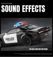 Coche De Juguete Dodge Hellcat 1:32 Metálico Con Sonido Y Luz Modelo De Coche De Policía Pull Back Para Niños - details 4
