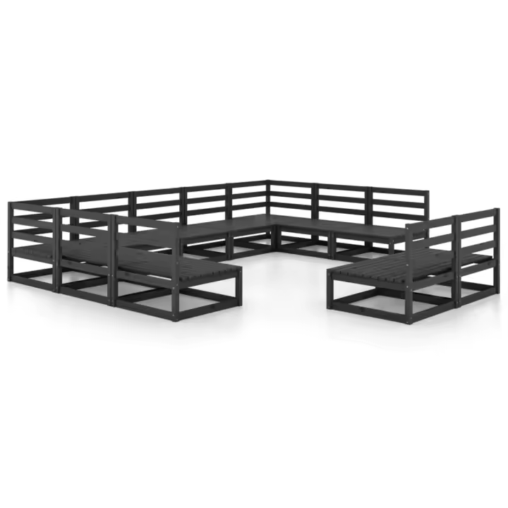 vidaXL Juego de muebles de jardín 11 piezas madera maciza de pino - 1
