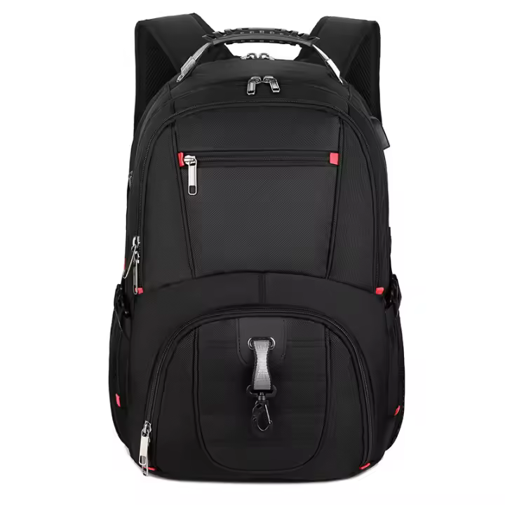 Mochila impermeable para ordenador portátil de 17,3 pulgadas para hombre, morral escolar para viaje de negocios con USB, color negro - 1