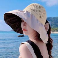 Sombrero De Paja Panamá Para Mujer Verano Protección UV Plegable Amplio Sombrilla De Playa Casual Ajustable Tamaño Free - details 7