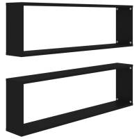 vidaXL Estantes cubo de pared 2 uds contrachapado 100x15x30 cm Blanco, Negro, Gris Mueble Almacenaje Estantería para Oficina, Estudio, Dormitorio Estantería/Librería/ mueble de Almacenamiento - details 4