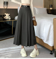 Seoulish Vintage Falda Larga Para Mujer Estilo OL A-line Swing Casual De Cintura Alta Pleated Mid-Calf Primavera 2025 - details 2