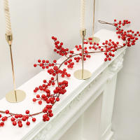 Vine Artificial De Frutas Rojas 72 Cabezas 1.95m Para Decoración Navideña En Casa Suministros De Fiesta Fondo De Pared Guirnalda De Navidad - details 10