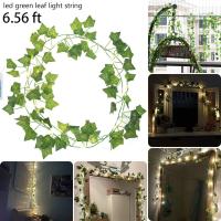 1Pack De Vinateras Artificiales De Iva Con 20 Luces De Cadena LED Hojas De Falso Árbol Para Decoración De Pared Habitación Jardín Oficina Bodas - details 5
