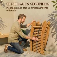 Outsunny Pack de 2 Sillas Mecedoras de Jardín de Madera, Mecedoras para Exterior Ergonómica Plegables con Diseño Listonado, para Balcón, Terraza, Patio, Carga 120 kg, 60x156x77 cm, Natural - details 1