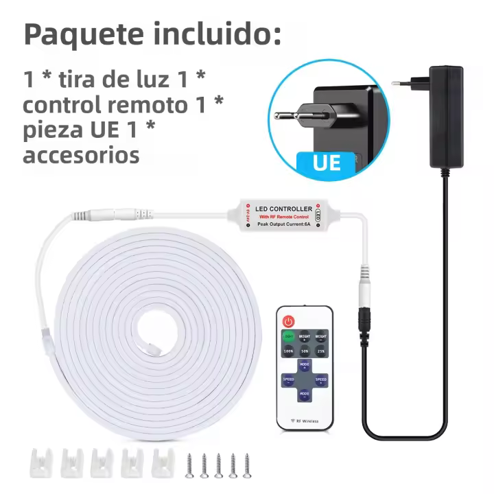 Tira De LED COB Neon 24V 10M Con Control Remoto RF Dimmable 320 LEDs/m Flexible Para Decoración De Jardín Luz De Tubo De Cinta - 1