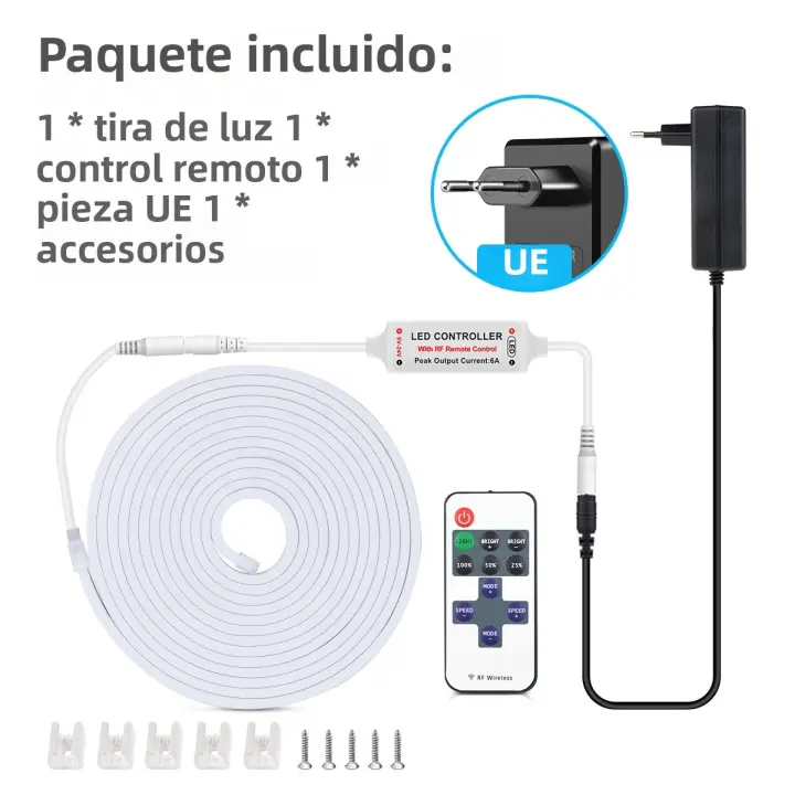 Tira De LED COB Neon 24V 10M Con Control Remoto RF Dimmable 320 LEDs/m Flexible Para Decoración De Jardín Luz De Tubo De Cinta - 1