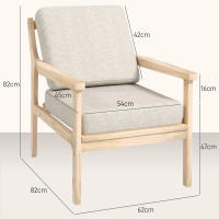 Sillón reclinable Efecto Lino, reposabrazos, patitas de Madera tapizadas, cojines extraíbles, Sillón tapizado para dormitorio, Salón, beige, 62An x 82P X 82Al cm. - details 6