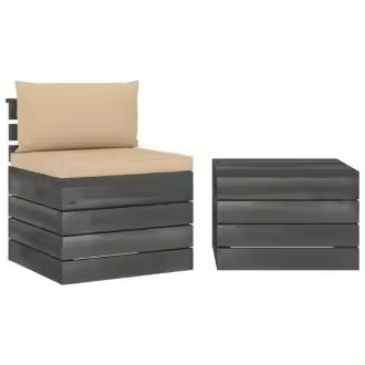 VIDAXL conjunto de muebles de jardín de palets de madera maciza de pino y tela beige vida xl - 1