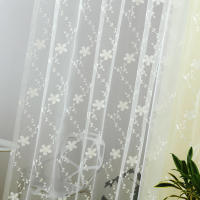 Cortina Blanca Con Patrón De Flor Estilo Romántico Dulce Translúcida De Gasa Para Decoración De Sala De Estar Hecha De Poliéster Tela De Voile Bordada - details 8