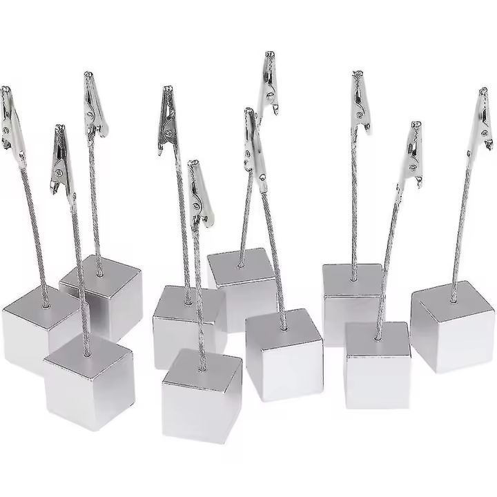 10 piezas Memo Saporte Clip with Cierres de Cocodrilo para fotos Tarjeta de Papel note Clip (plata) - 1