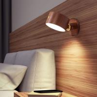 Lámpara De Noche Minimalista De Madera Sin Perforar Lámpara De Pared LED Para Dormitorio Con Recargador USB Y Regulación De Luminosidad Táctil - details 0