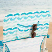 Aktive - Silla de playa plegable con respaldo bajo, bolsillo trasero y asa de transporte, estructura de acero, asiento de poliéster, ligera y compacta, 45x40x70 cm, estampado azul Maldivas - details 2