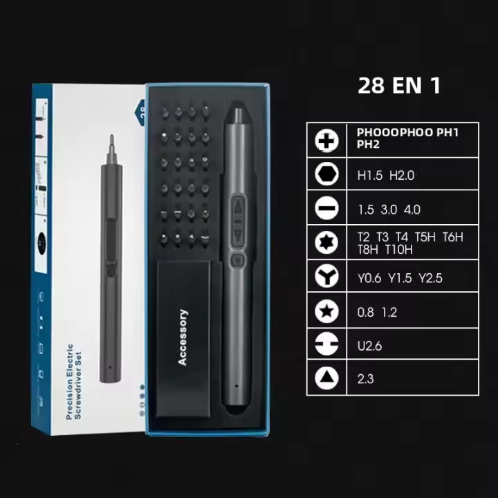 Set De Destornilladores Eléctricos 28 En 1 Recargable Con Torque Magnético Phillips Y Torx Destornillador Cordless Con Magnetizador Para DIY En El Hogar - 1