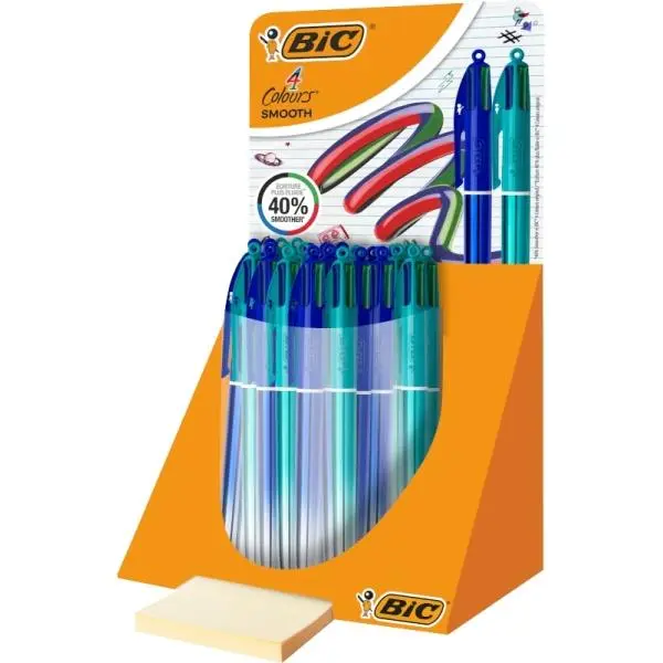Bic 4 colours smooth gradient expositor de 30 boligrafos de bola retractil - punta media de 1.0mm - escritura un 40% mas suave - 4 colores - 1