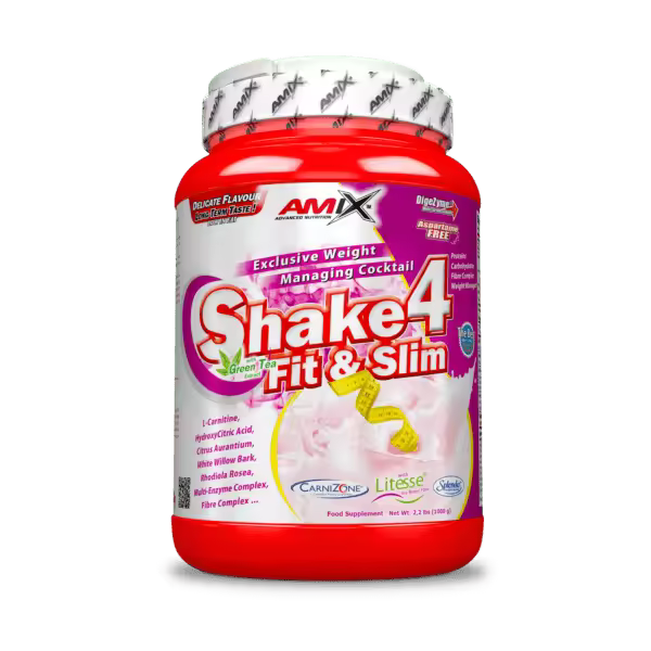 Amix SHAKE 4 FIT & SLIM 1 KG Plátano Sustitutivo de comida ideal para perder peso y tonificar - 1
