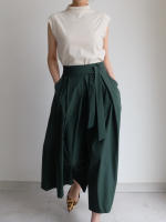 Falda Midi A-Line Elegante De Cintura Alta Para Mujer REALEFT Con Bolsillos Estilo Coreano Casual Suelta Y Solidaria Con Cinturón - details 6