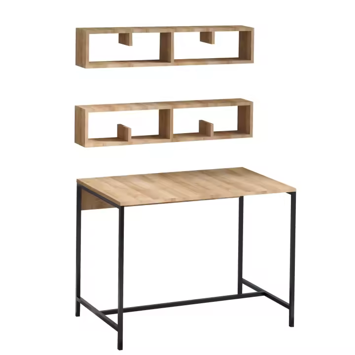 Escritorio,100% Tablero de aglomerado rechapado en melamina, Color Roble WELLHOME - 1