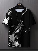 Camiseta De Hombre Casual Con Estampado De Mariposa Y Tinta Salpicante Cómoda Transpirable Secado Rápido Manga Corta Para Verano - details 1