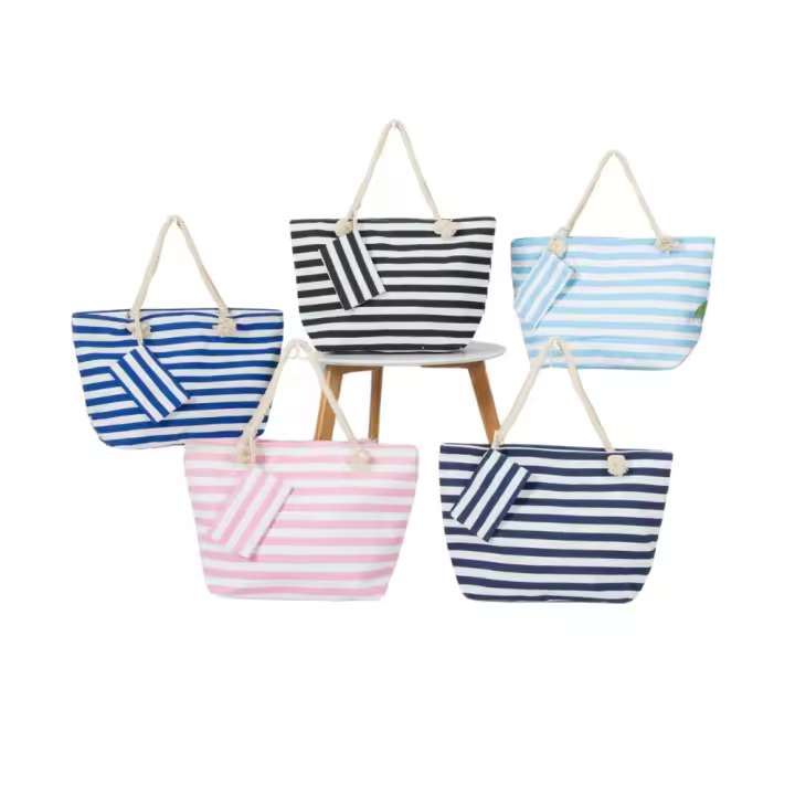Bolso de playa rayas 60 x 40 x15cm multiuso, diario ,gimnasio ,playa ,gran capacidad Nueva colección primavera/verano 2024 para mujer - 1
