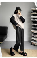Pantalones De Cuero PU Para Mujer Alta Cintura Otoño Invierno Negro Rectos De Pierna Con Bolsillos De Longitud Del Tobillo - details 1