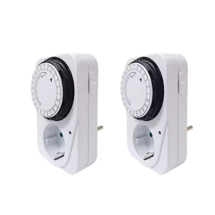 Temporizador mecánico de 24 horas, temporizador cíclico para interior, color blanco, Enchufe Europeo, IP20 analógico, 30VAC, 3500W, 16A, pack de 2 unidades. - 1