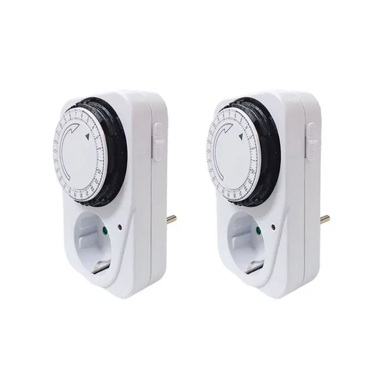Temporizador mecánico de 24 horas, temporizador cíclico para interior, color blanco, Enchufe Europeo, IP20 analógico, 30VAC, 3500W, 16A, pack de 2 unidades. - 1