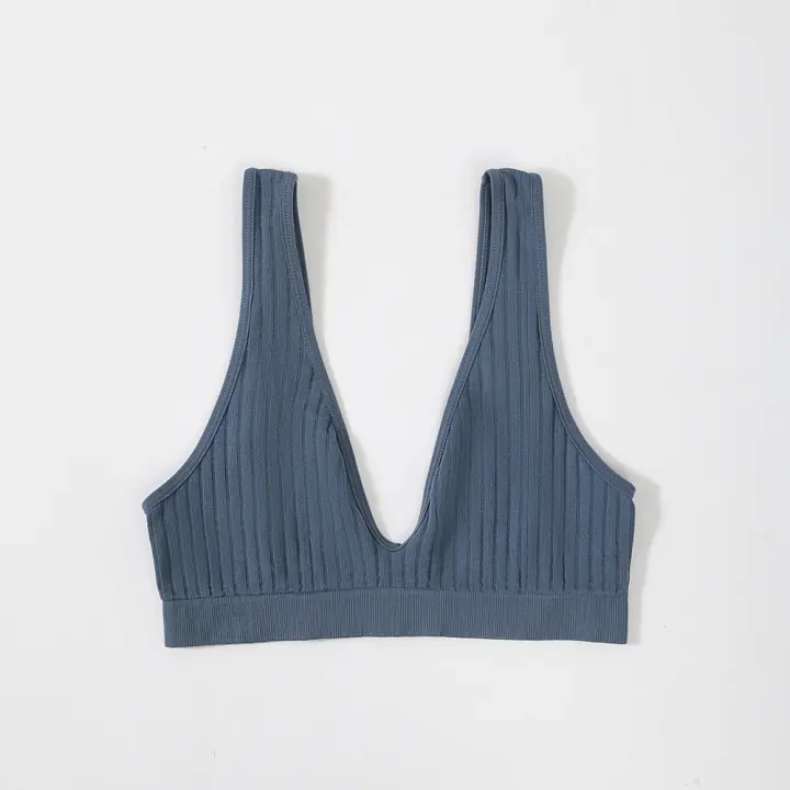 Sujetador Deportivo Para Mujer Con V-Neck Profundo Y Almohadillas Grande De Estilo Francés Cross Border Yoga Sin Costuras En La Espalda No Deja Marcas - 1