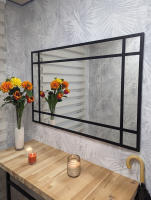THEROSE Espejo Ventana, Espejo Industrial, Estilo Danés, Aluminio Negro 120 x 80 cm - details 5