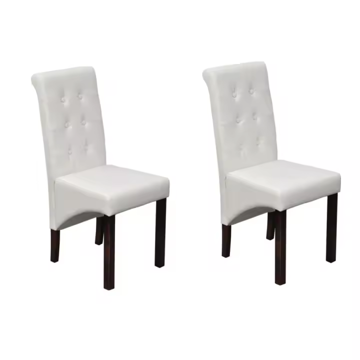 vidaXL Sillas de comedor 2 unidades cuero sintético en color Marrón/Blanco/Negro | cómodas modernas ergonómicas para comedor cocina salón hogar - 1