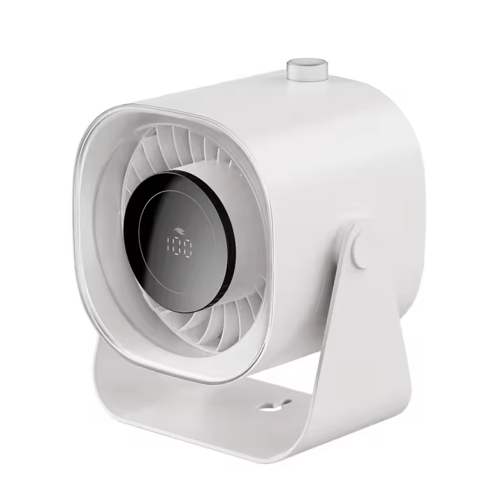 Ventilador de escritorio, portátil y silencioso, circulador de aire de 5000 mAh con 100 velocidades, inclinación ajustable a 220°, pantalla digital, pequeño ventilador de mesa para dormitorio, oficina, cocina, viajes y camping, color blanco. - 1