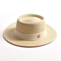 Sombrero De Paja Para Mujer Moda Verano Protección Solar Ribete Plano Cordón Estilo Casual Para Playa Y Viajes - details 14