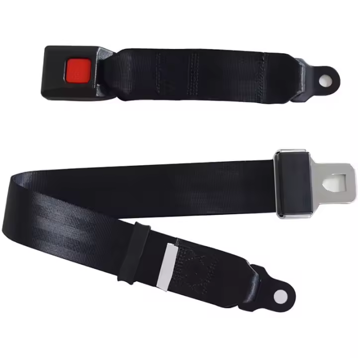 , 2 Piezas Negro Cómodo Cinturón de Seguridad de 2 Puntos Correa de Seguridad Ajustable Universal para Carro de Golf Coche Autobús Escolar - 1
