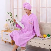 Conjunto De 2 Piezas Toalla De Baño Super Absorbente Para Mujer Con Gorro Para Secar El Cabello Ropa De Baño De Velours De Cangrejo - details 3