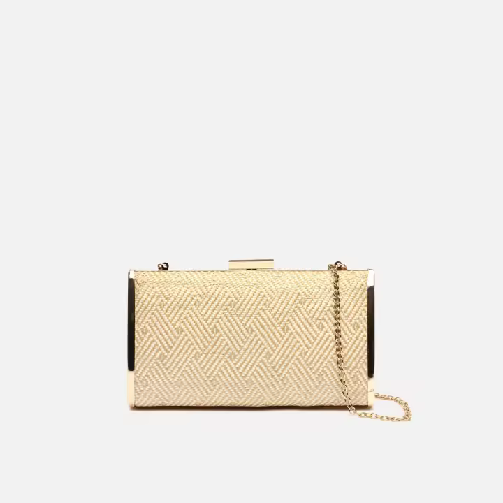Misako Retni bolso bandolera pequeño de fiesta efecto rafia con cadena Bolso Fiesta - 1
