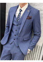 Traje De Boda Elegante Y Casual Para Hombres Estilo Británico Coreano Slim Conjunto De Chaqueta Chaleco Y Pantalones Para Oficina Y Celebraciones - details 10